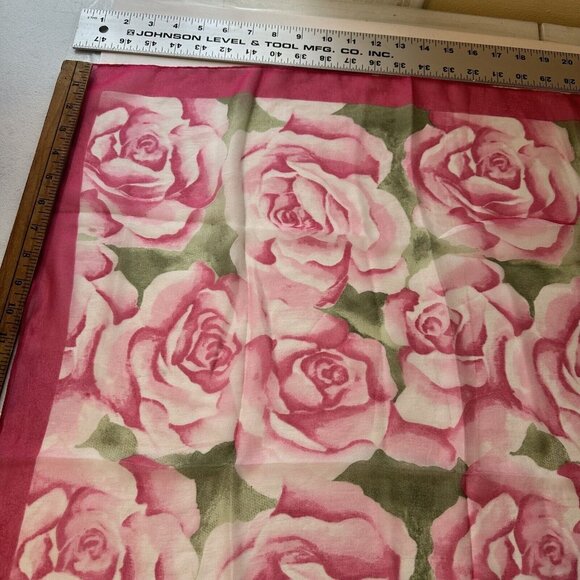Womens Vintage Pink Roses Square Scarf Poly Neck Scarves Cottagecore - Picture 9 of 11